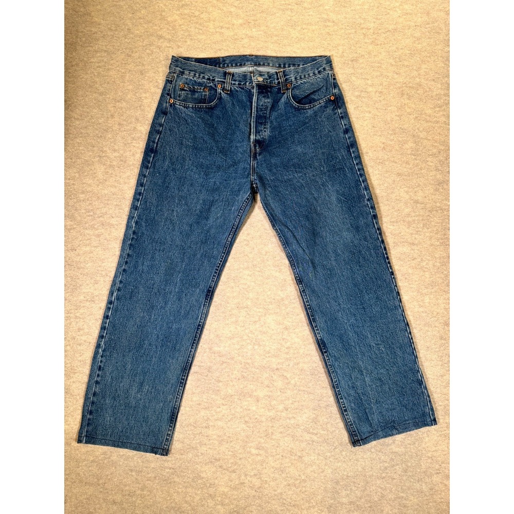 Vintage Levis 501 Jeans Mens‎ 40x34 Blue Denim High Rise Straight Leg Button Fly